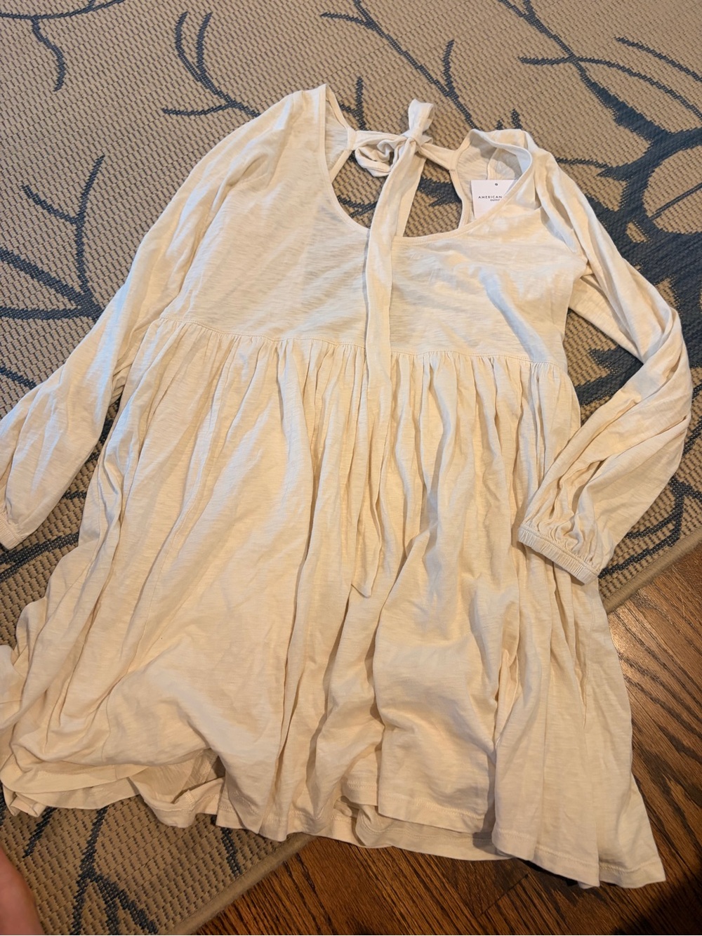 American Eagle Outfitters Cream Tie-Back Babydoll Tunic
